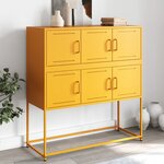 vidaXL Buffet jaune moutarde 100 5x39x107 cm acier laminé à froid