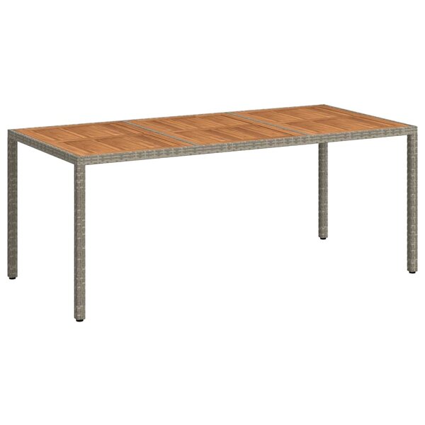 vidaXL Table de jardin 190x90x75 cm Résine tressée/bois d'acacia Gris