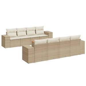 vidaXL Salon de jardin avec coussins 9 Pièces beige résine tressée
