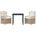 vidaXL Ensemble de salle à manger pour jardin 3 Pièces Beige polyrotin
