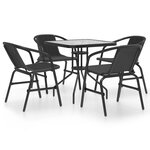 vidaXL Ensemble à manger de jardin 5 Pièces Noir