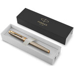 PARKER IM Stylo plume  métal brossé  plume fine  encre bleue  Coffret cadeau