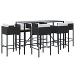 vidaXL Ensemble de bar de jardin 7 Pièces avec coussins noir poly rotin