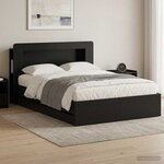vidaXL Cadre de lit avec rangement Noir 150 x 200 cm Bois d'ingénierie