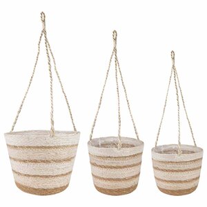 vidaXL Paniers à plantes en herbe de mer 3 Pièces Naturel Blanc et Beige