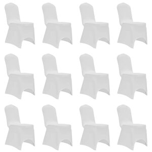 vidaXL Housses élastiques de chaise Blanc 12 Pièces
