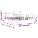 vidaXL Cadre de lit avec tête de lit 200x200 cm bois massif