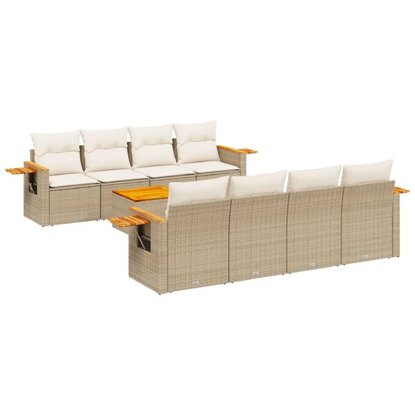 vidaXL Salon de jardin avec coussins 9 Pièces beige résine tressée