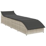 vidaXL Chaise longue pliante coussin et rangement gris clair polyrotin