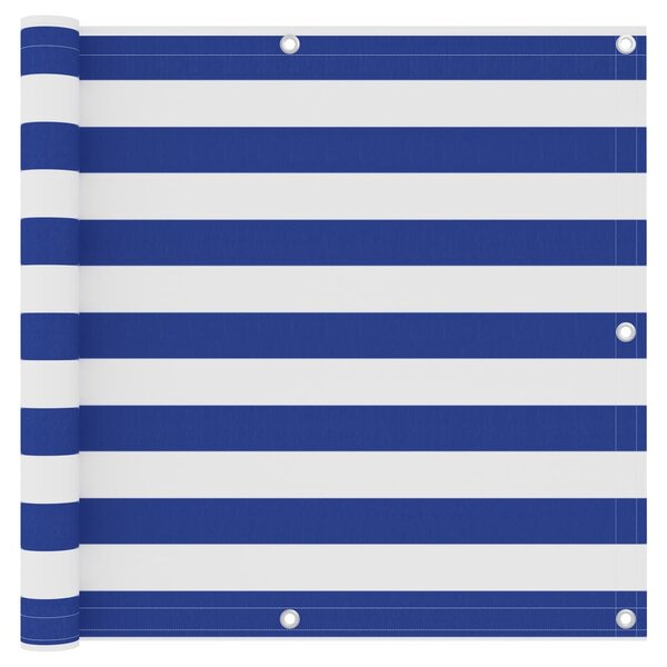 vidaXL Écran de balcon Blanc et bleu 90x600 cm Tissu Oxford