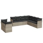 vidaXL Salon de jardin 9 Pièces avec coussins gris clair résine tressée