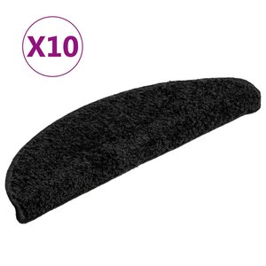 vidaXL Tapis d'escalier 10 pièces 56 x 17 x 3 cm Noir Demi-rond