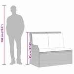 vidaXL Banc de jardin avec coussin Gris Poly rotin