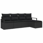 vidaXL Ensemble de Canapés avec coussin 5 Pièces Noir polyrotin