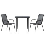 vidaXL Ensemble à manger de jardin 3 Pièces noir textilène et acier