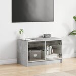 vidaXL Meuble TV avec portes en verre gris béton 68x37x42 cm