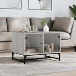 vidaXL Table basse avec portes en verre sonoma gris 68 5x50x50 cm