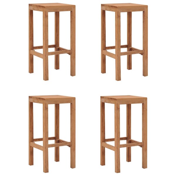 vidaXL Tabourets de bar lot de 4 bois de teck massif