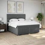 vidaXL Sommier à lattes de lit avec matelas Gris foncé 200x200cm Tissu