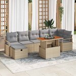 vidaXL Ensemble de canapé de jardin 8 Pièces Beige Poly rotin