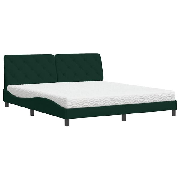 vidaXL Lit avec matelas vert foncé 180x200 cm velours