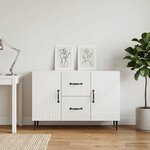 vidaXL Buffet Blanc brillant 89 x 34 5 x 60 cm Bois d'ingénierie