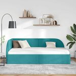 vidaXL Cadre de lit d'angle Turquoise 90 x 190 cm Velours