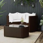 vidaXL Salon de jardin 4 Pièces avec coussins Marron Résine tressée