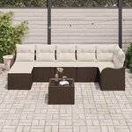 vidaXL Ensemble de canapé de jardin 8 Pièces Marron et blanc Poly rotin