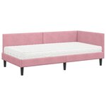 vidaXL Cadre de lit d'angle avec matelas Autre 2 Pièces Gris Velours