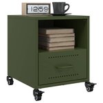 vidaXL Table de chevet vert olive 36x39x43 5 cm acier