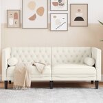 vidaXL Canapé Chesterfield avec traversins 2 places crème velours