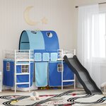 vidaXL Lit mezzanine pour enfants Blanc et Bleu 90 x 190 cm Métал