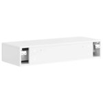 vidaXL Table d'appoint murale Blanc brillant 87 5 x 34 5 x 17 cm