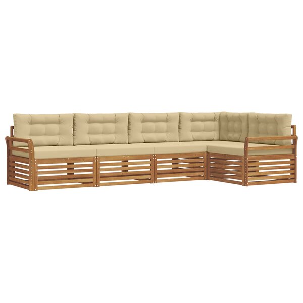 vidaXL Ensemble de canapés d'extérieur 5 Pièces Naturel et Beige