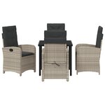 vidaXL Ensemble de salle à manger de jardin de 5 pièces avec coussins gris clair en rattan poly