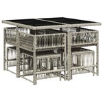 vidaXL Ensemble à manger de jardin et coussins 9 Pièces gris clair rotin