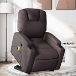 vidaXL Fauteuil inclinable de massage Marron foncé Tissu