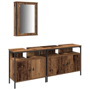 vidaXL Meubles de salle de bain 3 Pièces Marron Bois d'ingénierie