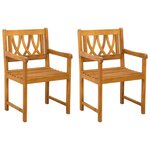 vidaXL Chaises de jardin 2 Pièces Naturel Bois d'Acacia Massif