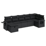vidaXL Salon de jardin 7 Pièces avec coussins noir résine tressée