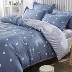 Parure de lit - housse de couette 220 x 240 + 2 taies d'oreiller 60 x 60  65  coton- Bleu
