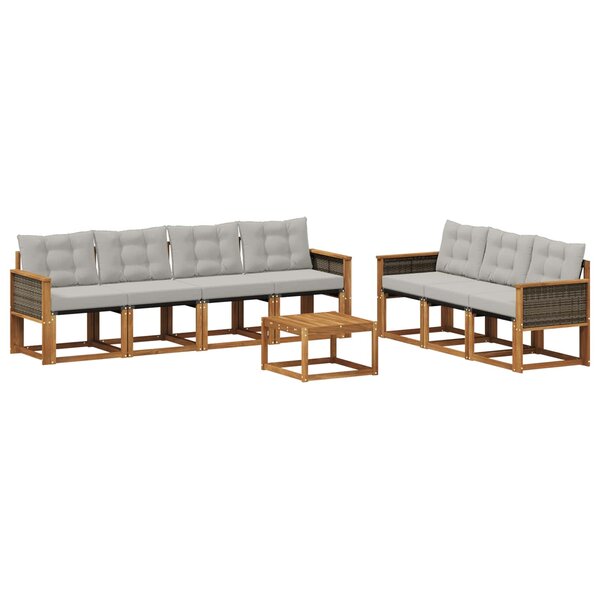 vidaXL Ensemble de canapés d'extérieur 8 Pièces Naturel et gris clair