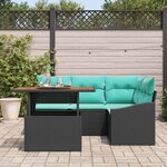vidaXL Ensemble de salle à manger pour jardin 5 Pièces Noir et Sarcelle