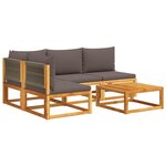 vidaXL Ensemble de canapés de jardin 5 pièces avec coussins en bois d'acacia et corde