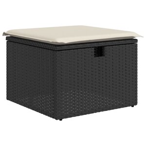 vidaXL Tabouret de jardin avec coussin noir 55x55x37 cm résine tressée