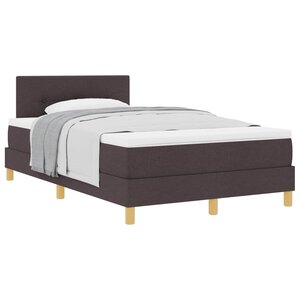 vidaXL Lit à ressorts avec coussin Marron foncé 120 x 190 cm tissu