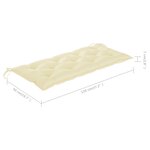 vidaXL Banc de jardin avec coussin blanc crème 120 cm Bois de teck