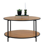 Table basse aspect chêne avec cadre noir Ø 80 x 45 cm