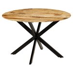 vidaXL Table à manger Bois de manguier brut massif et acier 120x77 cm